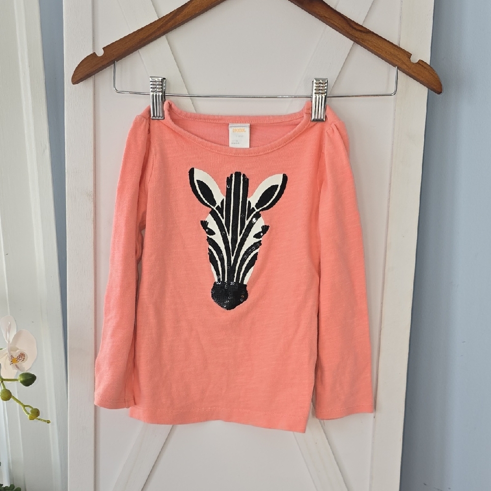 Gymboree Coral Zebra Long Sleeve Tee